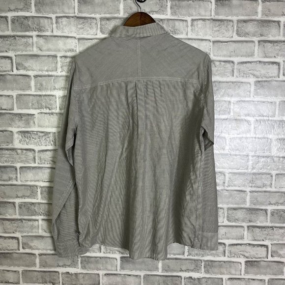 Toad & Co Gray Micro Striped Casual Lightweight Long Sleeve Button Shirt Medium - Picture 5 of 9